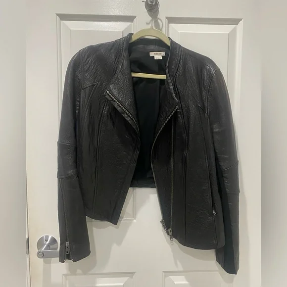 Helmut Lang 100% Lamb Leather Asymmetrical Jacket Size M - Picture 1 of 15